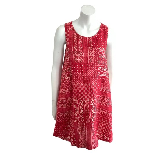 Rachel Zoe Dress Size M Red Bandana Print 100% Linen Pockets - Picture 1 of 9